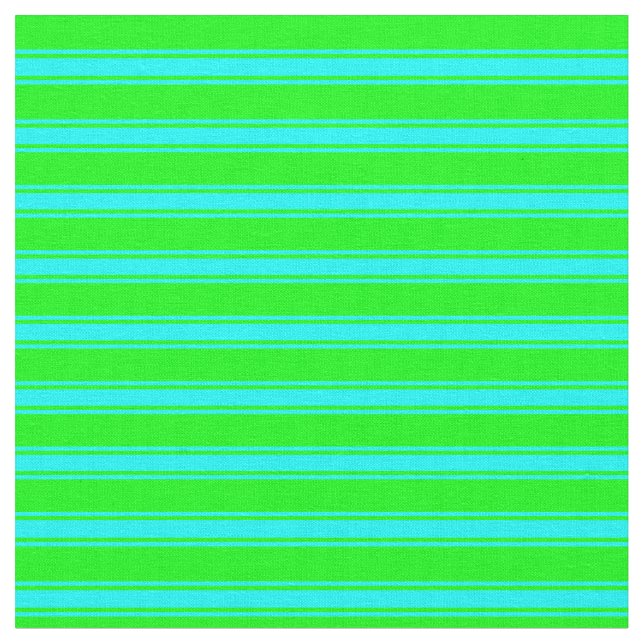 Lime and Cyan Coloured Striped/Lined Pattern Fabric (Close Up)