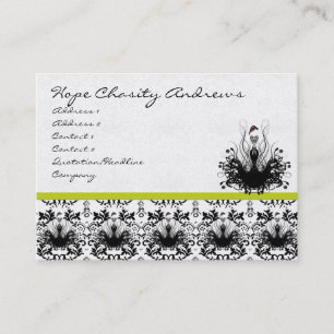 Lime and Damask Fashion Diva Business Card