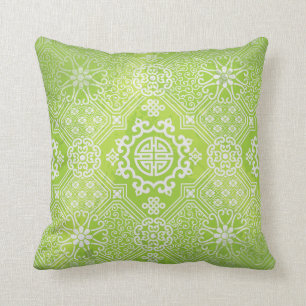 Lime and Grey mendhi design reversible pillow