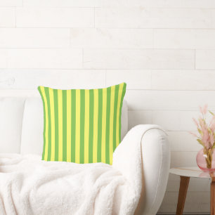 Lime and Lemon Stripes Throw Pillow