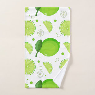 Lime and Lime Slices Pattern Hand Towel