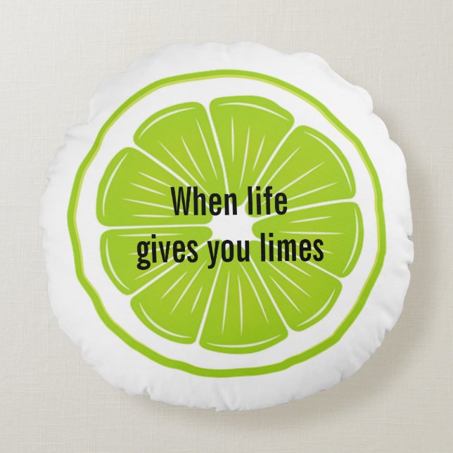 Lime and Margarita Design Round Pillow (Front)