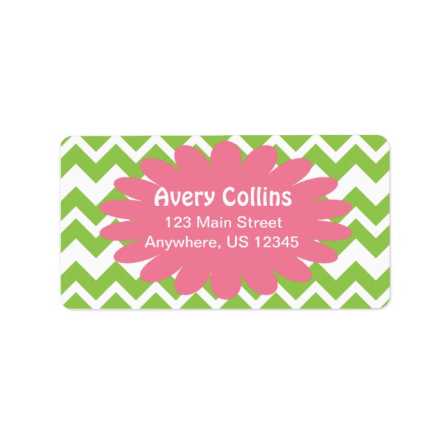 Lime and Pink Chevron Zigzag Labels (Front)