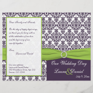 Lime and Purple Damask Wedding Program
