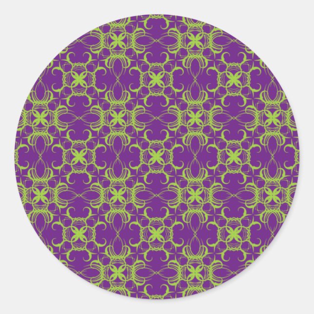 Lime And Purple Pattern Envelope Gift Stickers (Front)