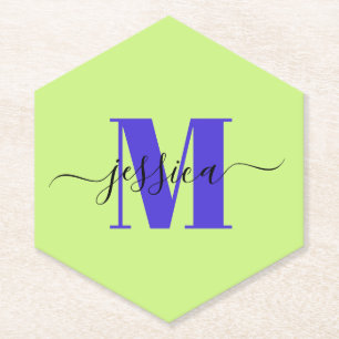 Lime and Purple Personalized Monogram Coasters