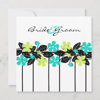 Lime and Turqouise Floral Wedding Invitation