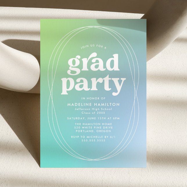 Lime and Turquoise Gradient Graduation Party Invitation (Creator Uploaded)