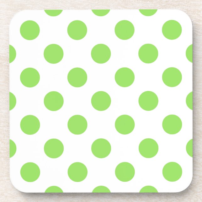 Lime and white polka dots coaster (Front)