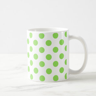 Lime and white polka dots coffee mug