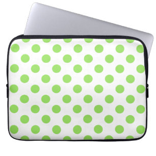 Lime and white polka dots laptop sleeve