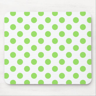 Lime and white polka dots mouse pad