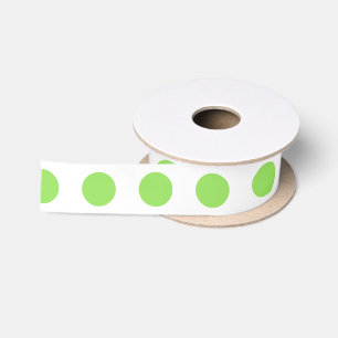 Lime and white polka dots satin ribbon