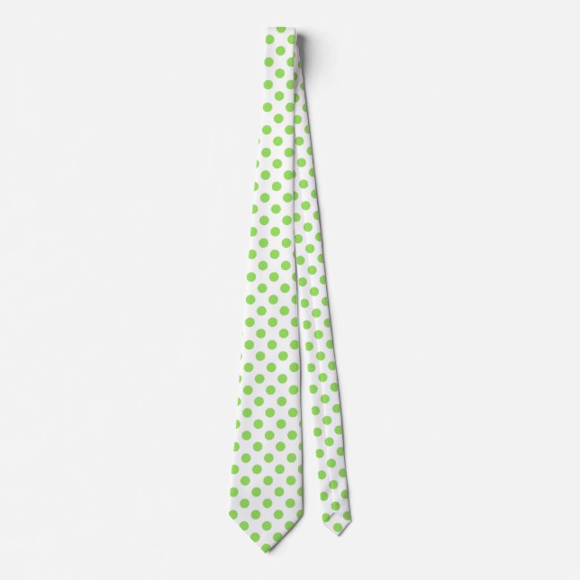 Lime and white polka dots tie (Front)