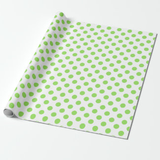 Lime and white polka dots wrapping paper