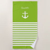Lime and White Stripes Nautical  Personalized 
