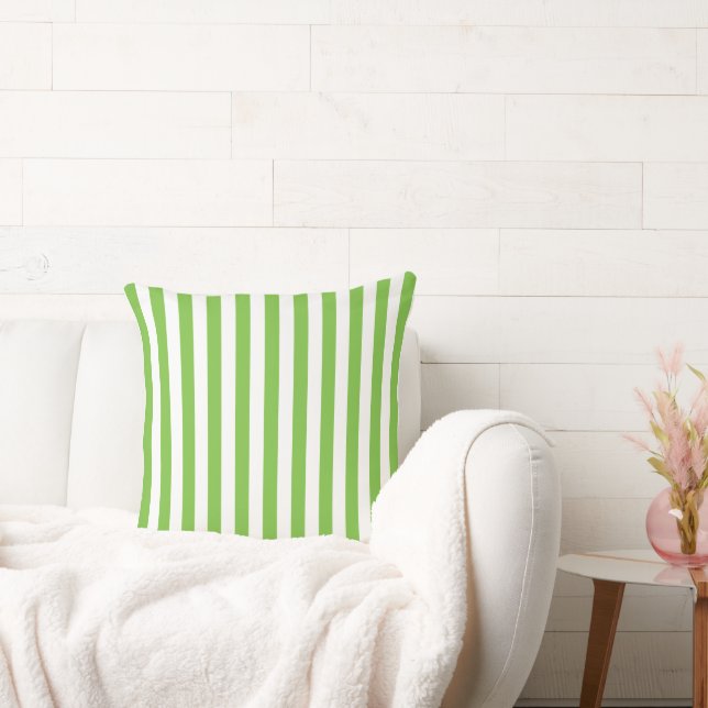 Lime and White Stripes Throw Pillow (Couch)