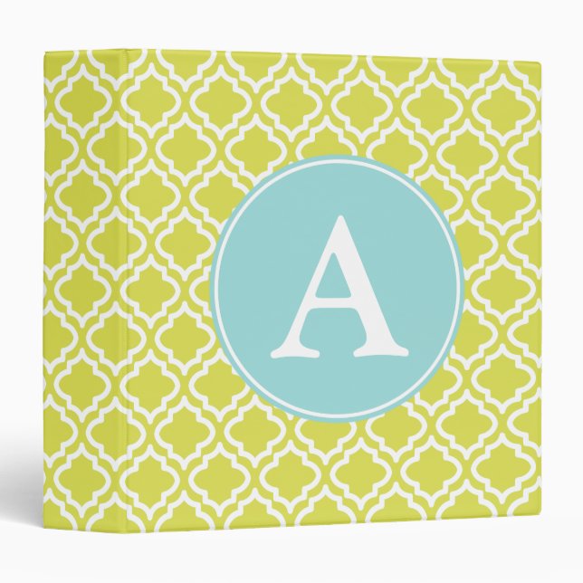Lime Aqua Monogram Binder (Front/Spine)