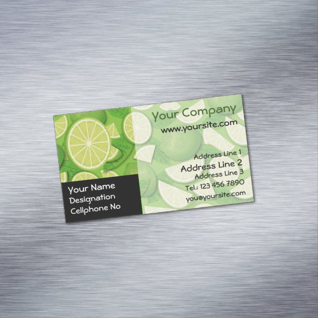 Lime Background Business Card Magnet (In Situ)