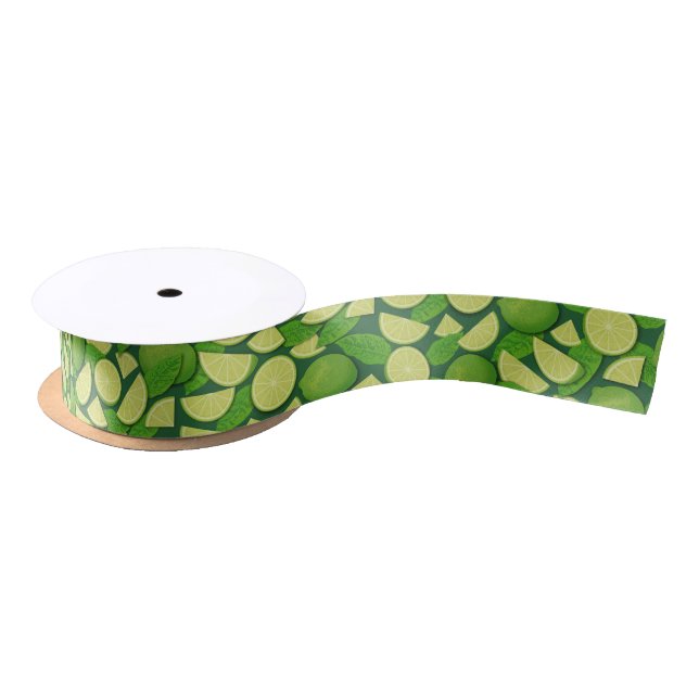 Lime Background Satin Ribbon (Spool)