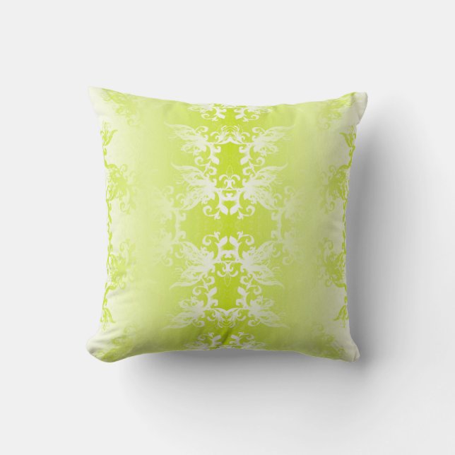 Lime Baroque Bloom Throw Pillow (Front)