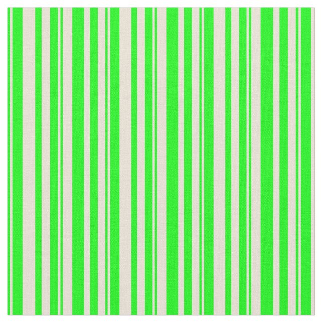 Lime & Bisque Coloured Lines Fabric (Close Up)