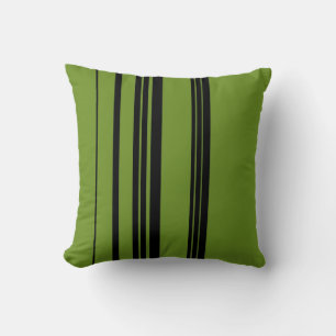 Lime, Black Vintage Stripes Art Design Abstract Throw Pillow