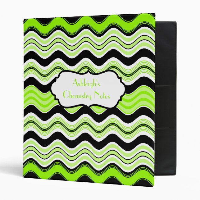 Lime, Black, White Wavy Striped Binder (Front/Inside)