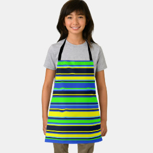 Lime, bleu et tablier rayé jaune