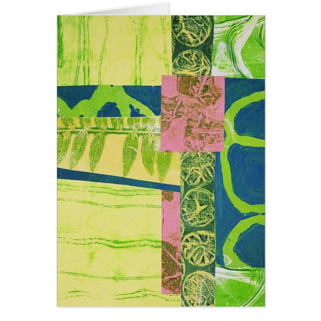 Lime Blue avec une Pop de Pink Collage Carte de vo (Devant)