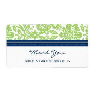 Lime Blue Damask Wedding Labels