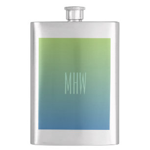 Lime Blue Gradient custom monogram flask