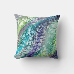 Lime Blue Ice Abstract Design Throw Pillow