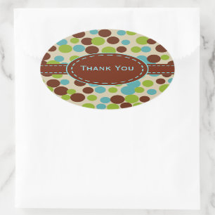 Lime Bouncing Dots Thank You Stickers