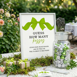 Lime Bow Guess How Many Kisses Bridal Shower Sign
