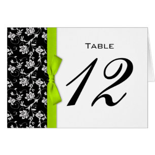 Lime Bow Wedding Table Number