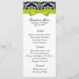 Lime Bow with Damask Wedding Reception Menu