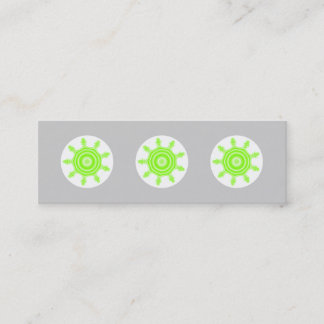 Lime Burst Fractal. Green, grey and white. Mini Business Card