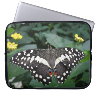 Lime Butterfly and Flowers Laptop Bag