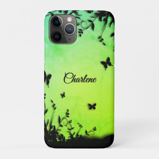 Lime Butterfly Garden Personalized  iPhone 11 Pro Case