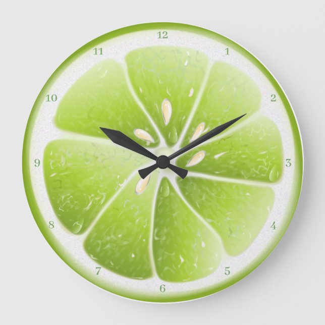 Lime Citrus Fruit Large Clock (Front)