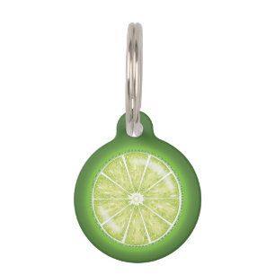 Lime Citrus Fruit Slice With Pet's Custom Info Pet Tag