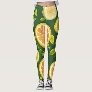 Lime Citrus Green Watercolor Pattern Leggings
