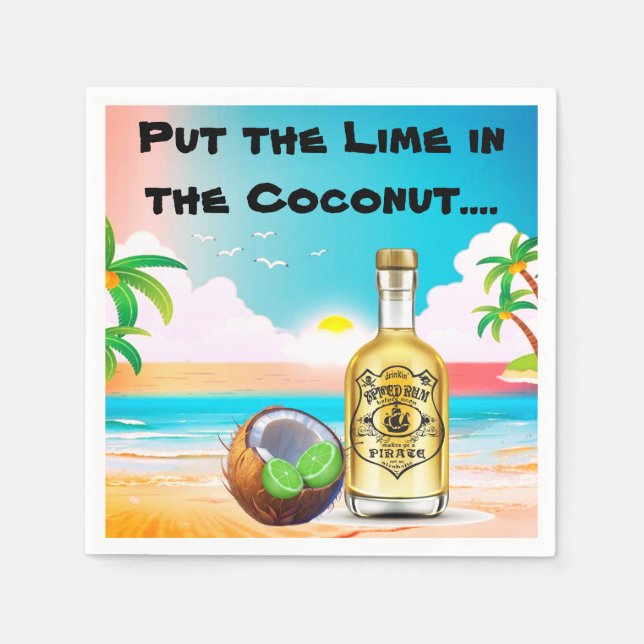 Lime, Coconut and Rum Paper Napkins (Front)