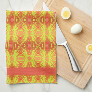 Lime Coral and Peach Kitchen Towel