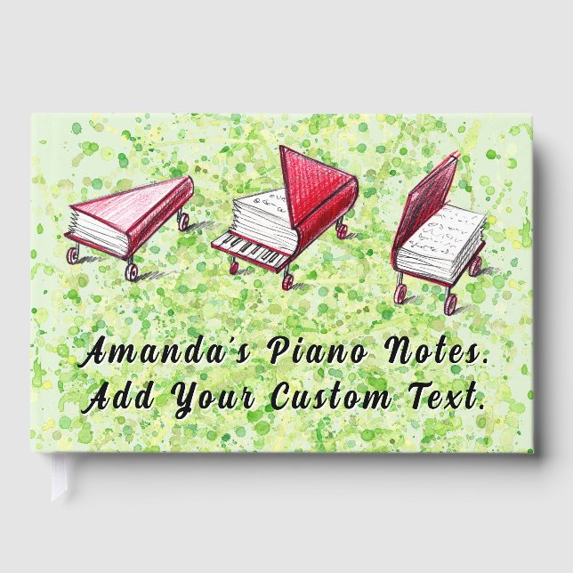 Lime Cream Watercolor Artistic Journal Piano Book (Front)
