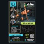 Lime & Cyan Special Offer Marketing with Logo Flyer<br><div class="desc">Marketing flyer for your small business, like a gym or for a personal trainer, with a black background and bright lime and cyan as accent colours. Add photos to showcase what you can offer your clients and customers, four on one side and a large photo on the back. Add your...</div>