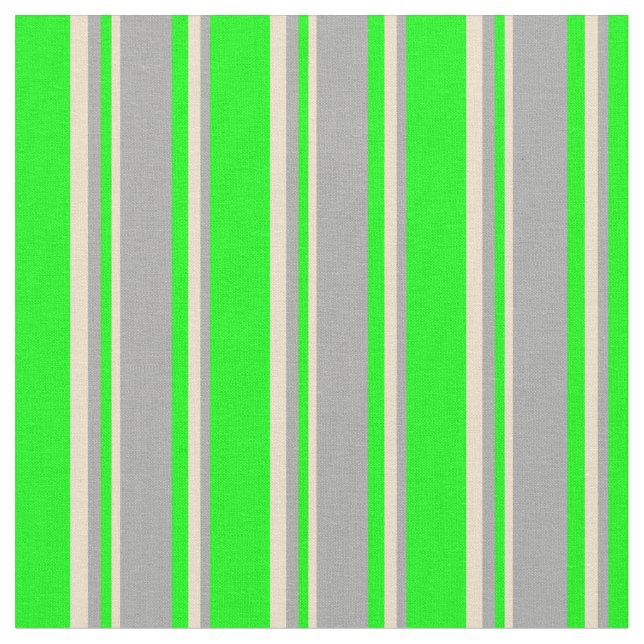 Lime, Dark Grey & Tan Coloured Lined Pattern Fabric (Close Up)