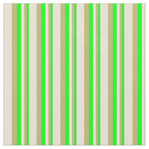 Lime, Dark Khaki & Bisque Lined Pattern Fabric