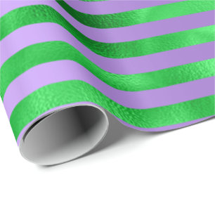 Lime Emerald Green  Stripes Lines Purple Violet Wrapping Paper